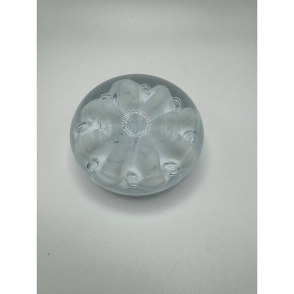 Vintage Clear Glass Paperweight Floral Design – Bubble Art Decoration 3” - Picture 1 of 4
